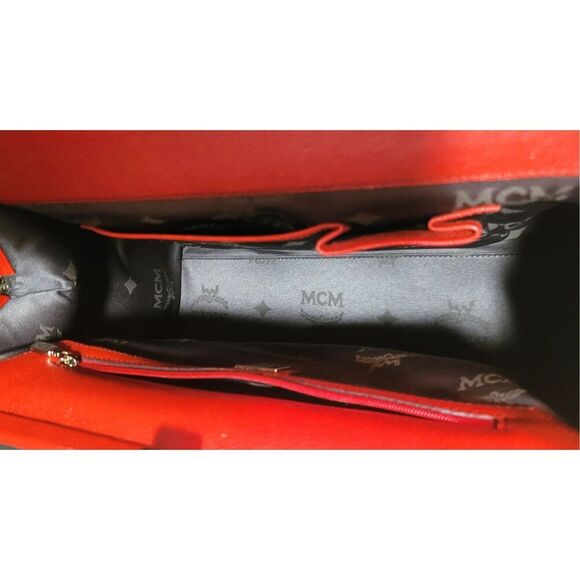 MCM Red Studded Leather Frame Bag and Matching Wallet - Picture 15 of 16